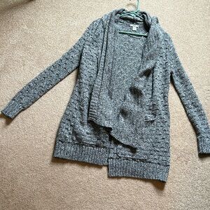 Bar III marbled gray Carnigan pocketed sweater